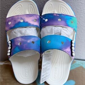 CROCS Iconic Comfort Marbled Tie-Dye Slides~Women’s 8~Men’s 6~NEW